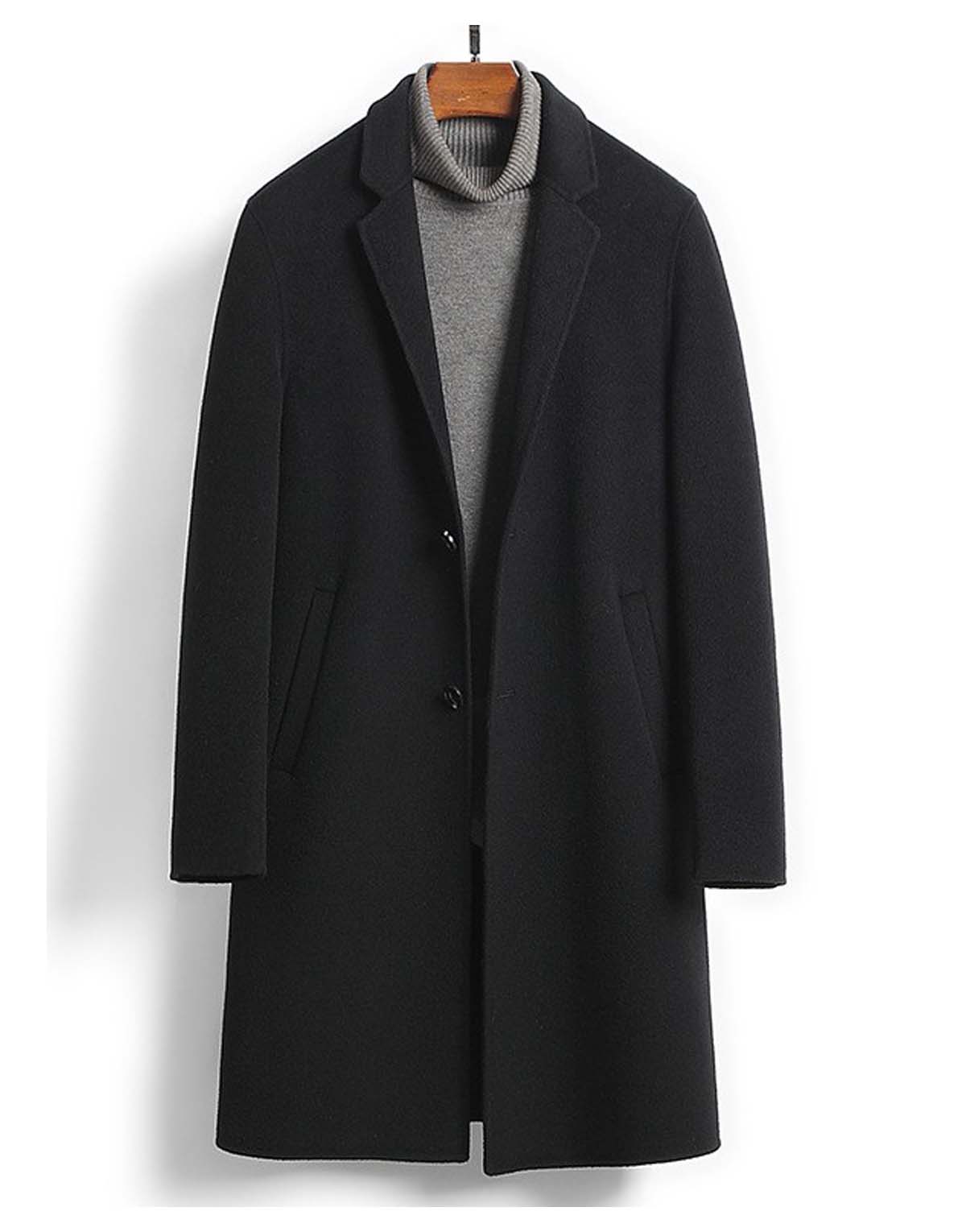 Fine worsted mid-length wool coat-w90041